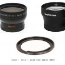 Wide Lens + Tele Lens + Tube bundle for Canon PowerShot SX410 IS SX500 IS SX510