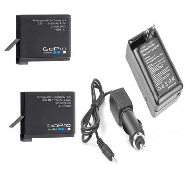 TWO 2 GoPro Original Batteries + Charger For Hero4 CHDHY-401 CHDHX-401 CHDBX-401