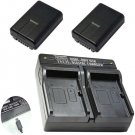 2X VBY100 Batteries + Dual Charger for Panasonic HC-V110 HC-V130 HC-V160 HC-V201