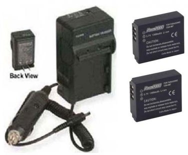 TWO 2 Batteries + Charger for Panasonic DMC-TZ4K DMC-TZ5 DMC-TZ5S DMCTZ1 DMCTZ2