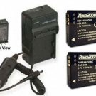 TWO Batteries + Charger for Panasonic DMC-FX01EG-S DMC-FX01GK DMC-FX07 DMC-FX07K