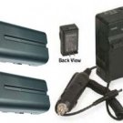 2 Batteries + Charger for Sony HVR-Z1 Z1N Z5 Z5U Z5E Z5J Z5P Z7 Z7U Z7E HVR-Z7P