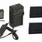 2 Batteries + Charger for Sanyo VPC-FH1ABK VPC-FH11 VPC-HD1000 VPC-HD1010 HD2000