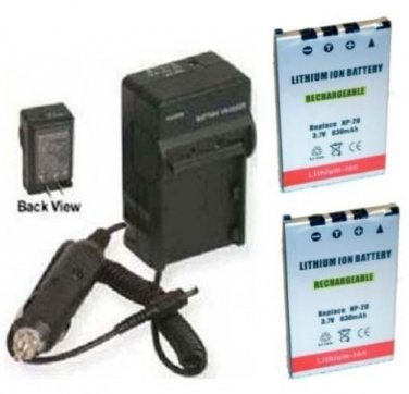 TWO 2 NP20 Batteries + Charger for Casio EX-S770D EX-S880 EXM1 EXM2 EXM20 EXS1