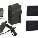 two 2x DB-L50 DB-L50A DB-L50AU Batteries + Charger for Sanyo VPC-FH1 VPC-FH1A