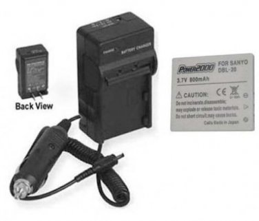 Battery + Charger for Sanyo VPC-CA6EX VPCCA6EX VPCCA8GX