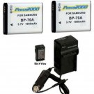 2 Batteries + Charger for Samsung EC-ST77ZZBPBGB EC-ST66ZZBPBE3 EC-ST66ZZFPPE3