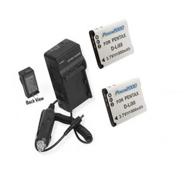 TWO 2X DB-L80A DB-L80AU DB-L80U Batteries + Charger for Sanyo DMX-CG10 DMX-X1200