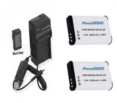 TWO 2X EN-EL23 Batteries + Charger for Nikon CoolPix P600 S810 S810C DIGITAL