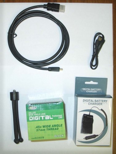 Accessory KIT Wide Lens + Charger + Mini Hdmi + Tripod for Canon HF R20 HF R21