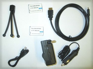 Accessory KIT USB Cable + Batteries + Charger + Hdmi Cable + Tripod for Samsung