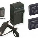 2 CGA-S007 CGA-S007A Batteries + Charger for Panasonic DMC-TZ1 DMC-TZ1-A DMC-TZ2