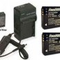 TWO 2 Batteries + Charger for Panasonic DMC-LX2S DMC-LX3 DMC-LX3-K DMC-LX3-S