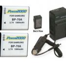 2 Batteries + Charger for Samsung ECAQ100ZBPRUS ST71 ST6500 MV800 ST66 ST68 ST75