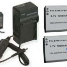 TWO 2 Batteries + Charger for Samsung HMX-Q130PN HMX-Q130BP HMX-T10WN HMX-T10BN