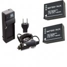 TWO Batteries + Charger for Panasonic DMC-TZ3A DMC-TZ3EB-S DMC-TZ3EF-S DMC-TZ3EG