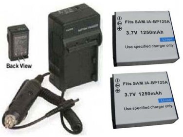 TWO 2 IA-BP125A/EPP Batteries + Charger for Samsung HMX-M20SN/XAC HMX-M20BN/XAA