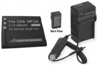 Battery + Charger for Casio EX-S200 EX-S200BK EX-S200BE