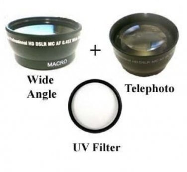 Wide Lens + Tele +UV for Panasonic VDR-D105 VDR-D200 VDR-M30 VDR-M30PP VDR-M75PP