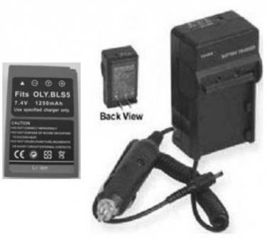 BLS-5 SBLS-5 Battery + Charger for Olympus E-PL5 E-PL6 E-PM2 Stylus 1 OM-D E-M10