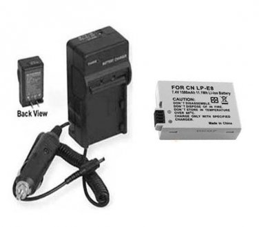 LP-E8 Battery + Charger for Canon EOS Rebel T3i 600D