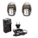 2 NP60 NP60DBA Batteries + Charger for Casio EXFS10 EXS10 EXS12 EXZ9 EXZ19 EXZ20