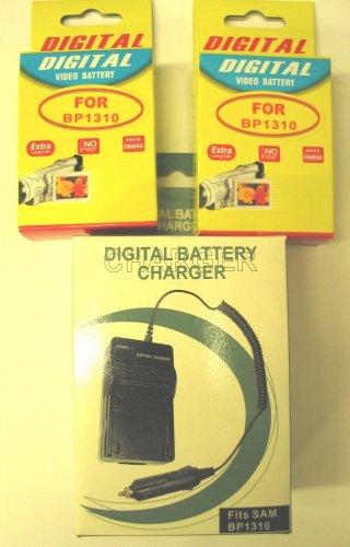 TWO 2 ED-BP1310/EP ED-BP1310 Batteries + Charger for Samsung NX20 EV-NX20ZZBSBUS