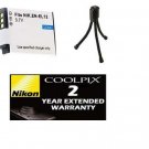 Battery + Tripod + Warranty for Nikon S6100 S6200 S6300 S8000 S8100 S8200 S9100