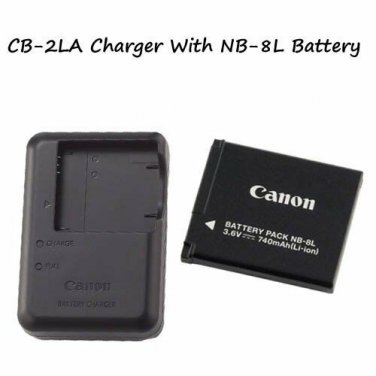 CB-2LA Charger + NB-8L Battery For Canon PowerShot A2200, A3000, A3100, A3300,