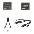 2X Canon Batteries + USB Cable + Tripod for PowerShot ELPH 360 HS, SX420 IS,