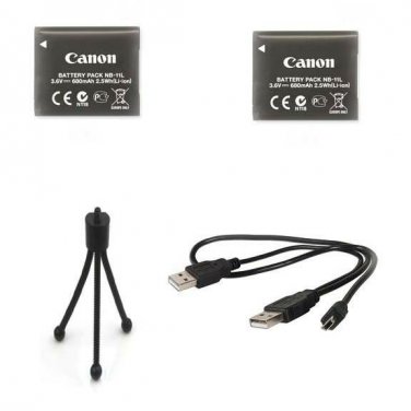 2X Canon Batteries + USB Cable + Tripod for PowerShot ELPH 360 HS, SX420 IS,
