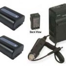 2 Batteries + Charger for Sony DCR-SR68R, DCRSX33E, DCRSX34, DCRSX34E HDR-PJ50VE