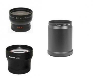 Wide Lens + Tele Lens +Tube bundle for Panasonic DC-FZ80, DC-FZ82, DC-FZ81, FZ83