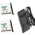 TWO 2 Batteries + Charger for Casio EX-Z80 EX-Z80A EX-Z80BE EX-Z80BK EX-Z80GN