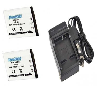 TWO 2 Batteries + Charger for Casio EX-Z80 EX-Z80A EX-Z80BE EX-Z80BK EX-Z80GN