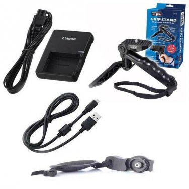 Charger + Tripod + Grip Strap + USB Cable for Canon EOS REBEL T7, 1500D, 2000D,