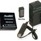 Battery + Charger for Panasonic DMW-BLD10E DMWBLD10E