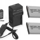 TWO 2 NP-FK1 Batteries + Charger for Sony DSC-S980 DSC-S980B DSC-S980P DSC-W180