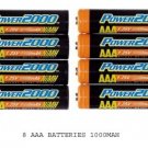 Power2000 8 Pack AAA NiMH Rechargeable Batteries 1150mAh