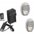 TWO 2 Batteries + Charger for Sony DSCW330L DSCW330R DSC-W330L DSCW350B DSCW350L