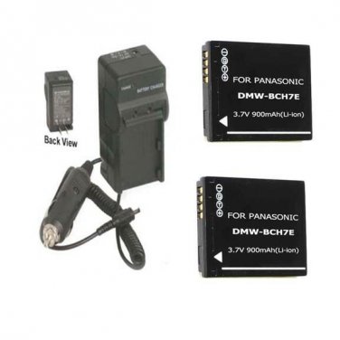2 Batteries +Charger DMW-BCH7 DMW-BCH7E DMW-BCH7PP for Panasonic DMC-FP1 DMC-FP2