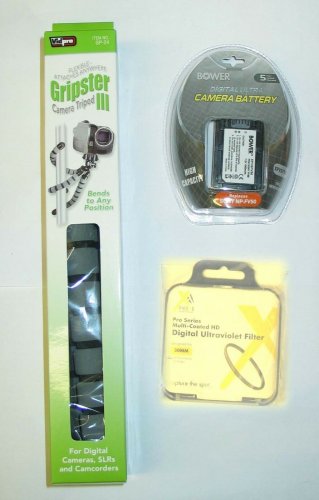 Battery + UV Filter + Tripod for Sony DCR-SR58, DCR-SR68, DCR-SR78, DCR-SR88,
