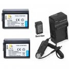 2X Batteries + Charger for Sony SLT-A37 ILCE7R/B ILCE-7 ILCE-7R A3000 ILCE-3000