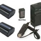 Two Batteries + Charger for Sony NP-FV30 NP-FV40 NP-FV50 HXR-MC50