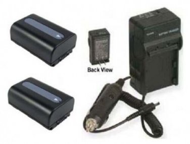 Two Batteries + Charger for Sony NP-FV30 NP-FV40 NP-FV50 HXR-MC50