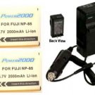 TWO 2 NP-85 Batteries + Charger for Fuji FujiFilm SL240 SL260 SL280 SL300 SL305