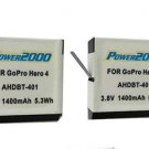 TWO Batteries AHDBT-401 for GoPro HERO4 CHDHY-401 CHDHX-401 CHDBX-401 CHDBY-401