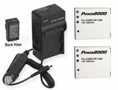TWO Batteries + Charger for Casio EX-Z690 EX-Z690BK EX-Z690SR EX-Z690RD EX-ZS12