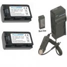 2 Batteries + Charger NP-FZ100 for Sony Alpha a7R III, A9, A9B, ILCE-7RM3, ILCE9
