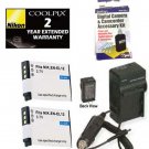 2 Batteries + Charger + Warranty for Nikon P300 P310 S610 S620 S630 S640 S710